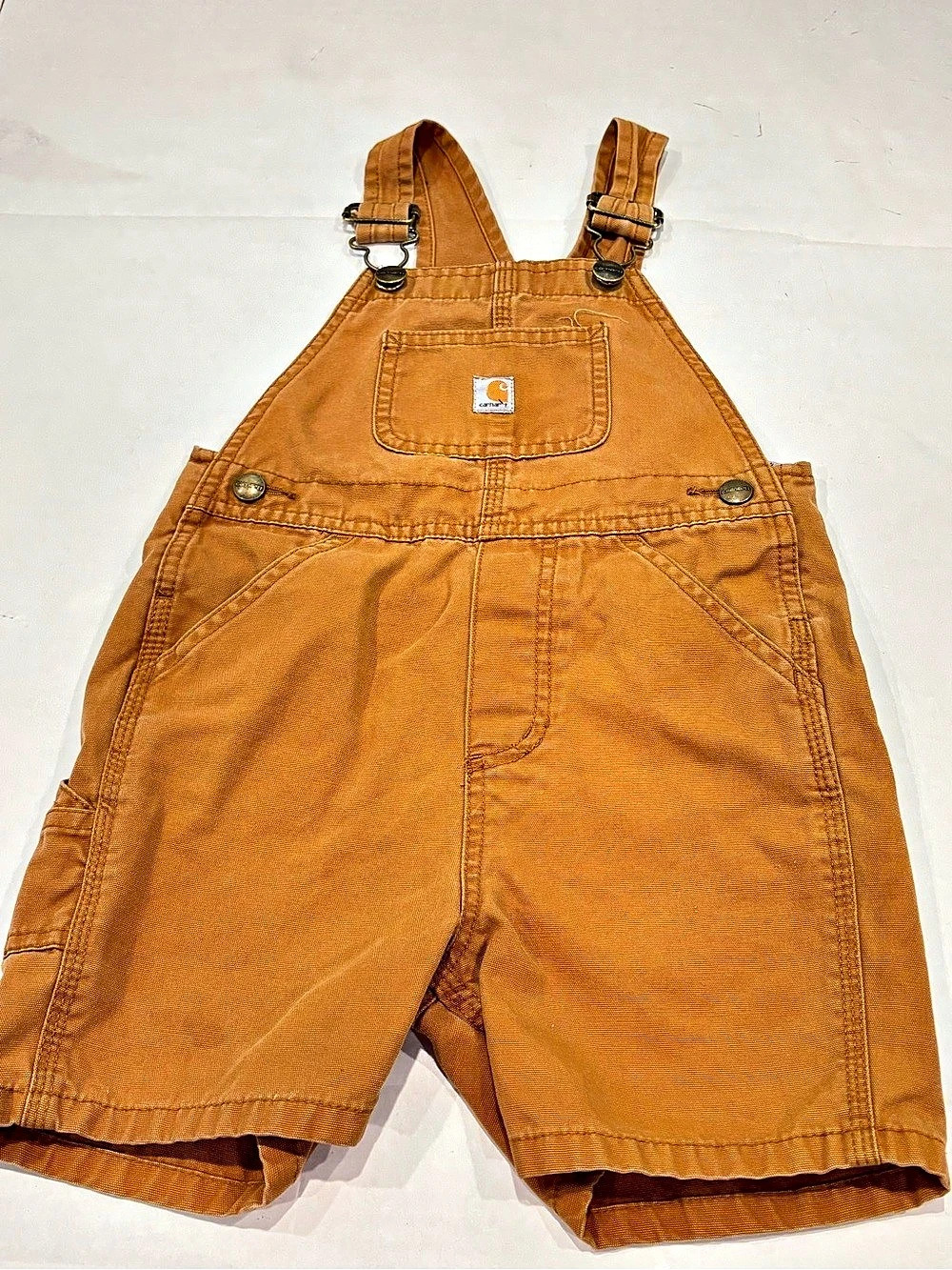 Carhartt Toddler Canvas Dungaree Short Overall Overalls Brown 4T
